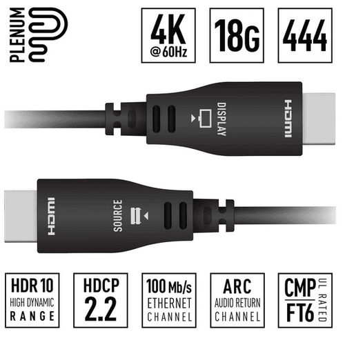 Key Digital 131ft (40m) 4K 18Gbps Plenum Optical HDMI Cable  - KD-AOCH131P