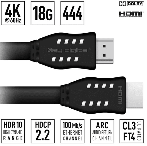Key Digital 16ft (4.9m) 4K 18Gbps HDMI Cable  - KD-Pro16