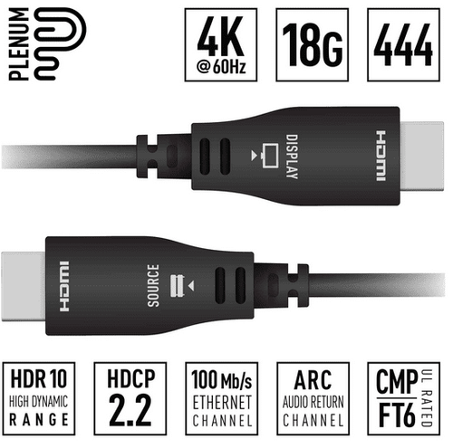 Key Digital 262ft (80m) 4K 18Gbps Plenum Optical HDMI Cable - KD-AOCH262P