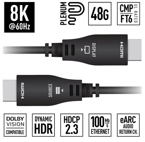 Key Digital 33ft (10m) 8K 48Gbps Plenum Optical HDMI Cable  - KD-AOCH33P