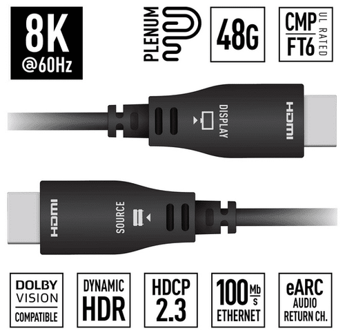 Key Digital 66ft (20m) 8K 48Gbps Plenum Optical HDMI Cable  - KD-AOCH66P