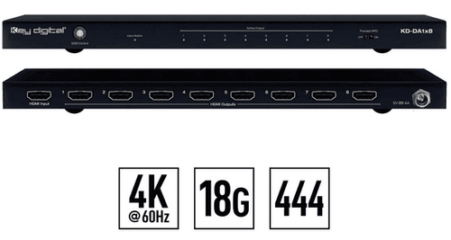 Key Digital 8 Output HDMI Splitter Distribution Amp  - KD-DA1x8