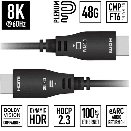 Key Digital 98ft (30m) 8K 48Gbps Plenum Optical HDMI Cable  - KD-AOCH98P