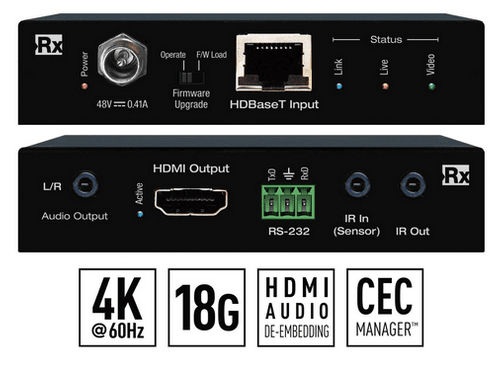 Key Digital HDMI over 40m CAT6 HDBaseT Receiver for UCC Solutions  - KD-X40MRx