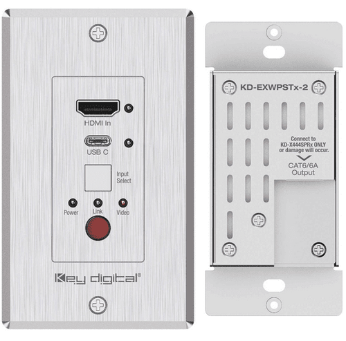 Key Digital HDMI USB-C over 50m CAT6 Wall Plate Extender Set - KD-XWPS