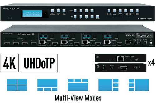 Key Digital Multi-View Tiling Processor Matrix with 4 HDMI Inputs and 4 Outputs  - KD-MLV4x4Pro