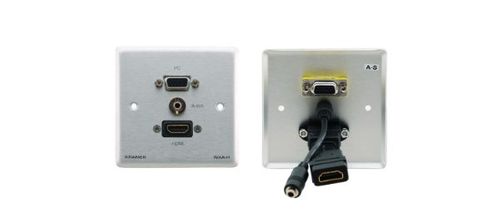 Kramer Passive Wall Plate - 15-pin HD (F/F), 3.5mm & HDMI - WXA-H/US-D(W)