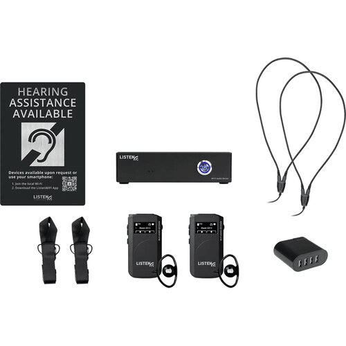 Listen Technologies 2 Channel Wi-Fi System with 2 Receivers (Dante) - LWS-02B-W1-D