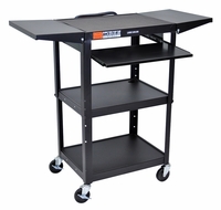 Luxor Black 42" Adjustable Height Table w/keyboard tray & dropleaf shelf - AVJ42KBDL