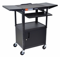 Luxor Black 42" Adjustable Height Table w/keyboard tray, cabinet & dropleaf shelf - AVJ42KBCDL