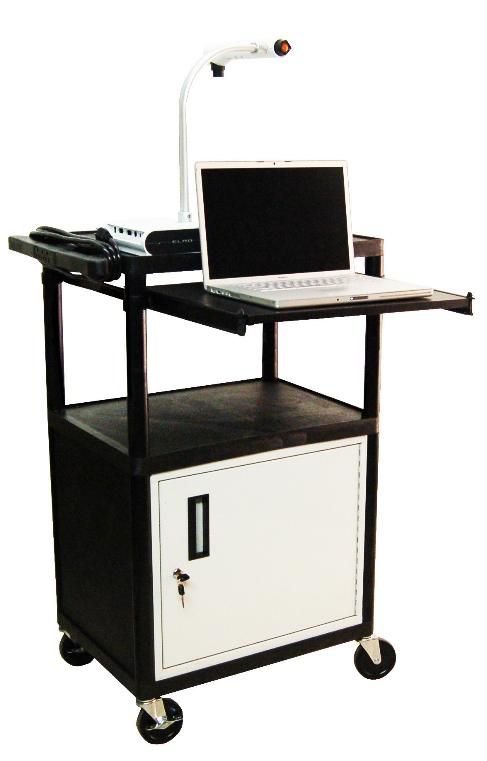 Luxor Audio Visual Cart with Pull Out Stand, Side Pull Out & Cabinet - LP42CLE