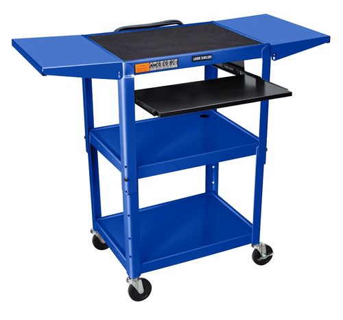 Luxor Blue 42" Adjustable Height Table w/keyboard tray & dropleaf shelf - AVJ42KBDL-RB
