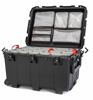 Nanuk Case 975 - No pull handle, with (W)heels, w/lid org. - w/divider - Black - 975W-060BK-0A0