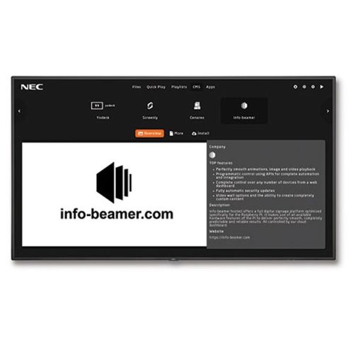 NEC 4K UHD Display with integrated SoC MediaPlayer w/ CMS platform - V754Q-MPI