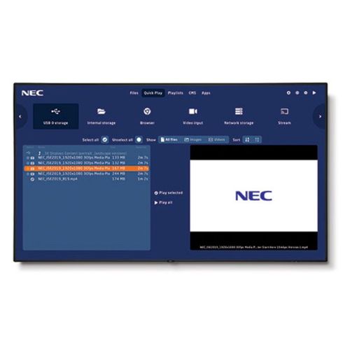 NEC 4K UHD Display with integrated SoC MediaPlayer w/ CMS platform - V984Q-MPI
