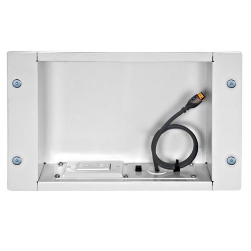 Peerless In-Wall Large Metal botx with 1 Knock Out and Power Outlet (White) - IBA2AC-W