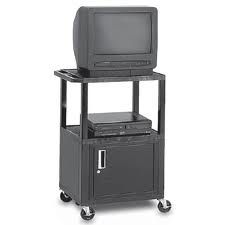 Peerless Plastic Adjustable Height Video Cart with Locking Cabinet and Electrical Strip, 26"-42" High JCT-P2642CE
