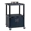 Peerless Plastic Adjustable Height Video Cart with Locking Cabinet and Electrical Strip, 28"-54" High JCT-P2854CE