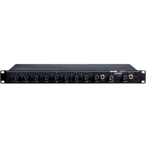 Shure Eight-Channel Automatic Mixer with Logic Control and EQ per Channel, AC only, One Rack Space, Rack Mount Ready - SCM810