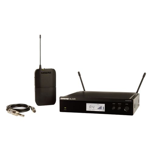 Shure Guitar Wireless System with (1) BLX4R  Wireless Receiver, (1) BLX1 Bodypack Transmitter, and (1) WA302 Instrument Cable - BLX14R-H9