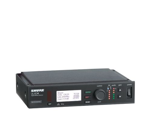 Shure Single Digital Wireless Receiver with PS41US Power Supply, 1/2 Wave Antenna and Rack Mounting Hardware - ULXD4=-V50
