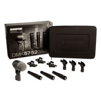 Shure Drum Microphone Kit, includes 3 SM57 Microphones, one BETA 52A Microphone, three A56D Drum-mounting Systems, and a Carrying Case - DMK57-52