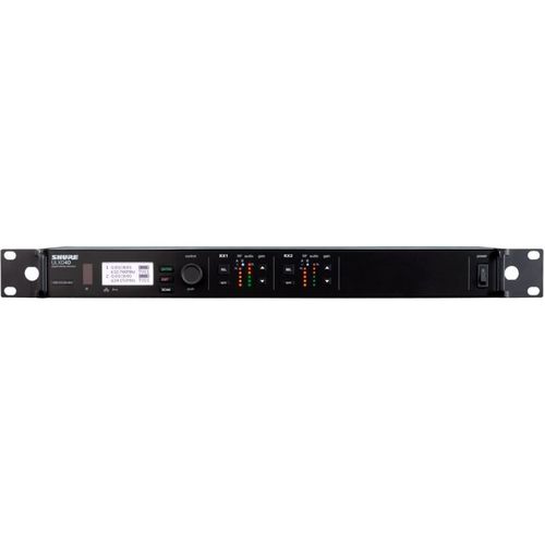 Shure Dual Digital Wireless Receiver with Always On AES256 Encryption, Internal Power Supply, 1/2 Wave Antenna and Rack Mounting Hardware, 470-534 MHz - ULXD4DGV=-G50