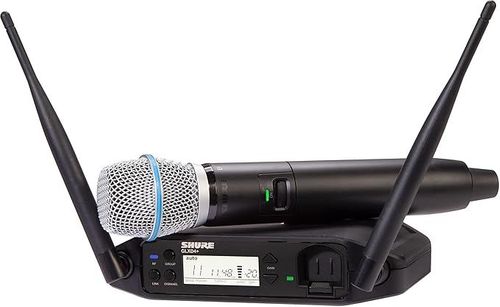 Shure Featuring the industry standard BETA® 87A vocal microphone, the half-rack GLXD24+/B87A Dual Band Vocal System delivers superior, transparent digital audio. - GLXD24R+/B87A-Z3