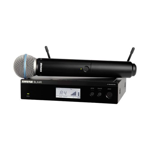 Shure Vocal System with (1) BLX4R Rack Mount Wireless Receiver and (1) BLX2 Handheld Transmitter with BETA 58 Microphone - BLX24R/B58-H9