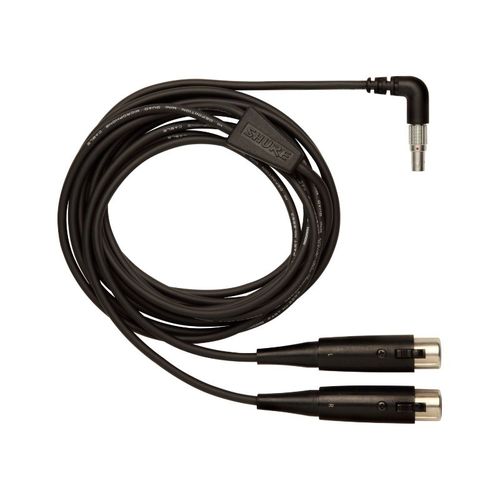 Shure 10' Input Cable for the P6HW Hardwired Bodypack (5 Pin LEMO Connector to L & R female XLR Connectors) - PA720