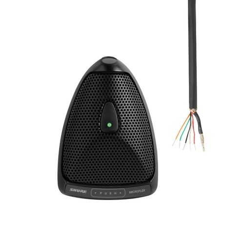 Shure Cardioid - Condenser Boundary Microphone, Built-in Preamp, Attached 12' Unterminated Bottom-exit Cable, Logic Functions, Programmable Switch and LED Indicator - MX392BE/C