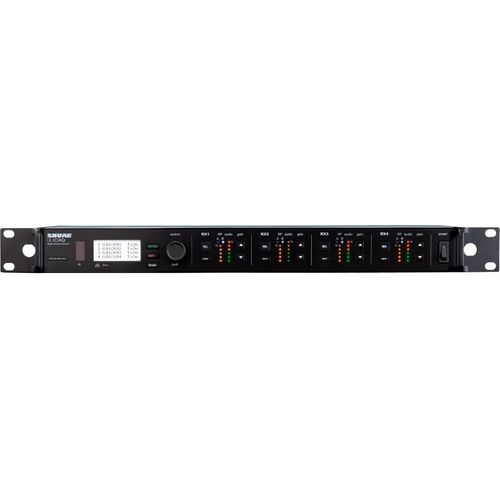 Shure Quad Digital Wireless Receiver with internal power supply, 1/2 Wave Antenna and Rack Mounting Hardware - ULXD4Q=-V50