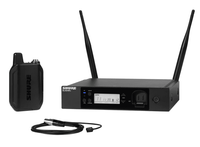 Shure The GLX-D+ Dual Band Wireless Rack System features the miniature wearable WL93 lavalier microphone for spoken word applications and the GLXD4R+ half-rack receiver. - GLXD14R+/93-Z3