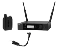 Shure The GLX-D+ Dual Band Wireless Rack System features the precision-crafted BETA® 98H/C flexible gooseneck microphone for brass, woodwind and percussion applications and the GLXD4R+ half-rack receiver. - GLXD14R+/B98-Z3