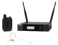 Shure The GLX-D+ Dual Band Wireless Rack System features the premium MX153 Headworn Earset for high-quality vocal performance applications and the GLXD4R+ half-rack receiver. - GLXD14R+/MX53-Z3