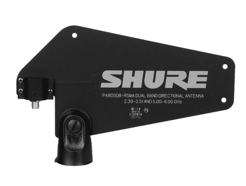 Shure The PA805DB-RSMA Dual Band Passive Directional Antenna improves in up to 8dB the reception of half-rack GLXD4R+ receivers and of the GLXD+FMDB Dual Band Frequency Manager. - PA805DB-RSMA