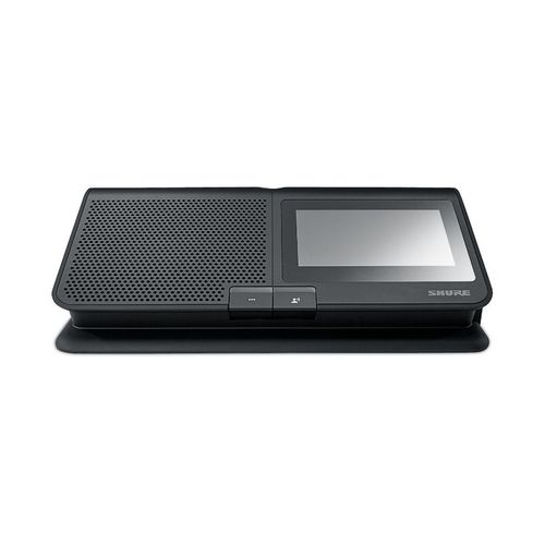 Shure Wireless Conference Unit with 4.3 inch color touchscreen for voting, interpretation channel selection, and conference information, integrated NFC ID card reader, chairman, delegate, listener, and ambient modes, integrated loudspeaker, 10-pin microphone connector, 2 3.5mm headphone jacks with volume controls. Includes SB930 rechargeable Li-Ion battery. - MXCW640