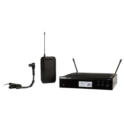 Shure Instrument System with (1) BLX4R Wireless Receiver, (1) BLX1 Bodypack Transmitter, and (1) WB98H/C Cardioid Condenser Instrument Microphone - BLX14R/B98-J11