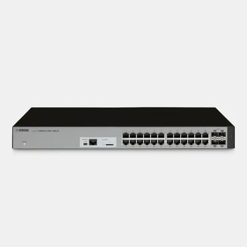 Yamaha 24-Port L2 switch with 4 SFP+ Ports; built-in RADIUS; 10G uplink; 1RU, - yamaha-swr2310-28gt