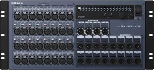 Yamaha 32 Mic/line inputs; 16 analog outputs; 4 stereo AES/EBU outputs; 44.1/48/88.2/96kHz Dante digital network remote I/O unit; display, encoder and buttons for easy setup; control and monitoring; remote controllable HA; +48V phantom power; HPF; 2 EtherCon connectors; dual power supplies; 5RU; Dante Virtual Soundcard license included, - yamaha-rio3224-d2