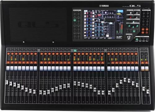 Yamaha 34 Motorized faders (32 x 2 master/assignable); 72 input mixing channels (64 mono + 8 stereo); 16 Mix (mono); 8 Matrix (mono); 1 stereo Master; 1 Mono Master; 16 DCA groups; 32 analog XLR inputs; 16 analog XLR outputs; 2 x 2 record/playback channels via USB storage device; built-in Dante I/O (64 x 64); 2 MY Card slots; ships with Steinberg Nuendo Live 2 software and one Dante Virtual Soundcard license, - yamaha-ql5