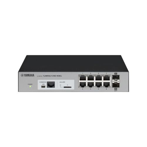 Yamaha 8-Port L2 switch with 2 SFP Ports; built-in RADIUS; 1/2RU, - yamaha-swr2310-10g