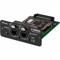 Yamaha Dante expansion card for TF series consoles and TF-RACK allows transmission/reception of up to 128 channels (64 in/64 out) used in conjunction with the TIO1608-D; it is possible to support up to 48 inputs and 24 outputs in a TF system, - yamaha-ny64-d