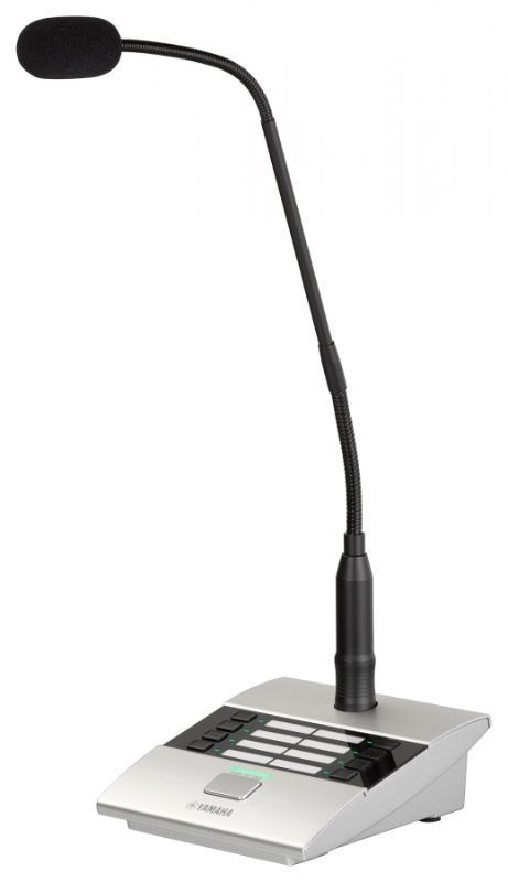 Yamaha Paging Station Microphone; tabletop paging station featuring 8 page zone buttons;  gooseneck microphone; dual Dante ports; powered via POE; compatible with MTX5 and  MRX7 only, - yamaha-pgm1