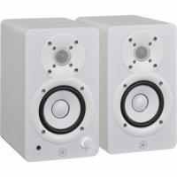 Yamaha Powered studio monitors 1 x 3.5 1 x 0.75 dome 52W 70-22kHz 2 x Combo 2 x RCA mini-jack inputs on left speaker pair white finish - HS3 W