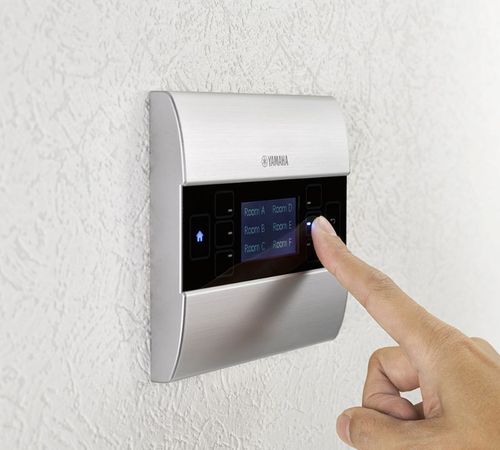 Yamaha TCP/IP connected control panel for MRX/MTX processors; features dot matrix display with multi-lingual text; 6x programmable soft buttons for a total of 36 possible controls; POE enabled connected via Cat5e or better cable; fits 3 gang electrical box size; silver finish, - yamaha-mcp1