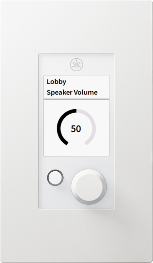 Yamaha TCP/IP connected wall-mounted control panel for DME3/DME5 processors and compatible third-party devices 1 x RJ45 network connector PoE powered rotary encoder with push white finish - MCP2W
