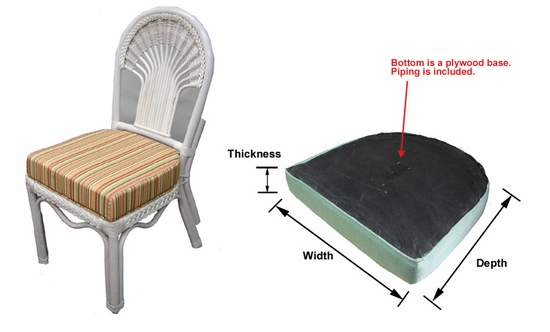 Dining Chair Wood Seat Cushion with Fran's Indoor/Outdoor Fabrics