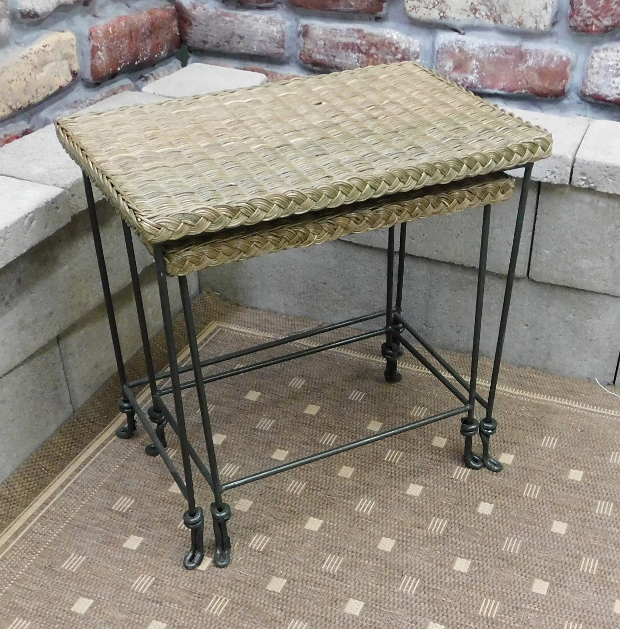 Wrought Iron & Wicker Stacking Tables (UPS 35)