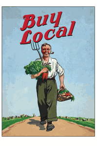 Buy Local Happy Farmer Magnet